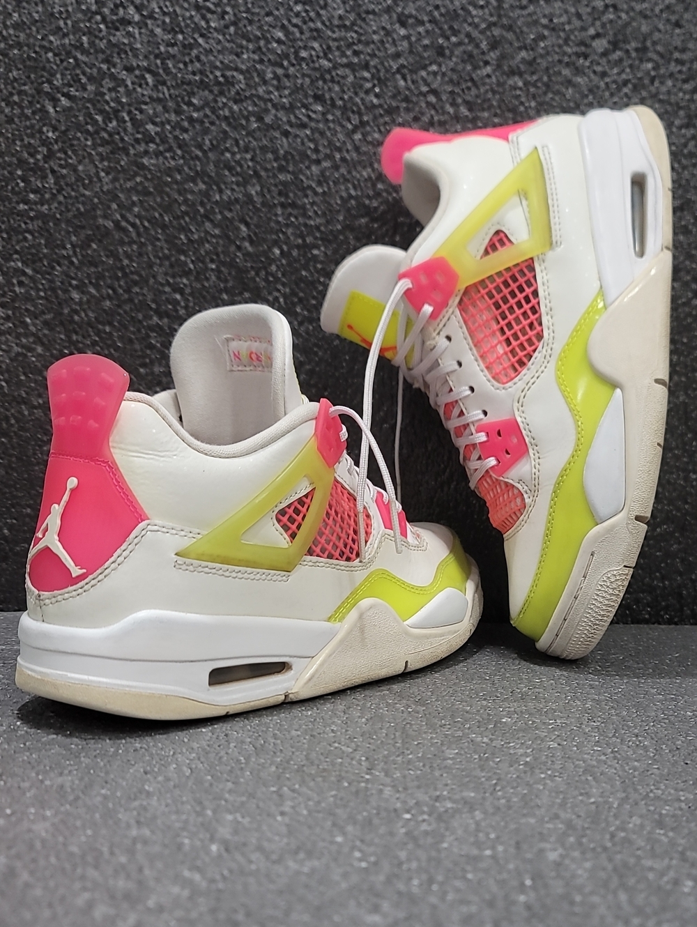 Jordan Women's White Pink Neon Yellow Retro Sneakers